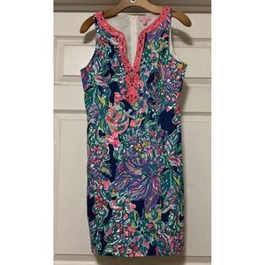 Lilly Pulitzer Ryder Exotic Escapade Indigo V-Neck Shift Dress Size 6 NWT